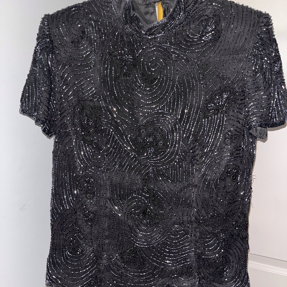 Vintage Papell Boutique Evening Beaded Silk Top